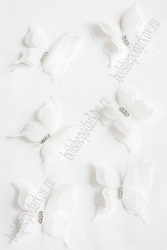 Бабочки шифоновые трехслойные 5 см (10 шт) SF-6120, белый №12