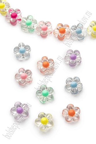Бусины декоративные 12 мм &amp;quot;Цветочки&amp;quot; (500 гр) SF-7386, ассорти №2