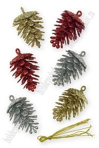 Новогодние украшения 6 см &quot;Шишки&quot; (6 шт) SF-3513