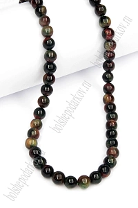 Бусины круглые на нитке 6 мм (SF-7590) тигровый глаз микс №3