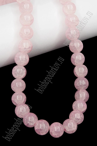 Бусины круглые на леске 10 мм (SF-8082) кварц имитация светло-розовый