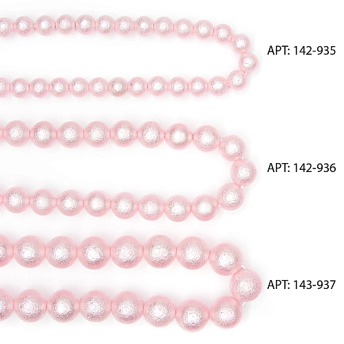 Бусины круглые на леске 8 мм (SF-8072) хлопковый жемчуг светло-розовый