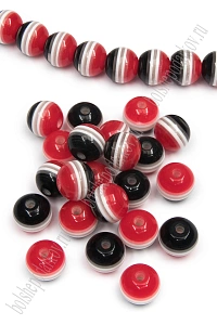 Бусины круглые 12 мм "Разноцветные полоски" (40 шт) SF-2245, №1