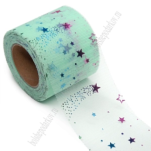 Фатин «Звездочки» 5,5 см*15 ярд (SF-6040) аквамариновый №18