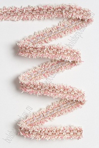 Тесьма отделочная 2 см*5 ярд "Бахрома с бархатом" (SF-2463) розовый