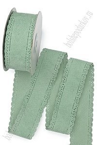Лента вельветовая с перфорацией 3,8 см*10 ярд (SF-7315) пыльно-аквамариновый №49
