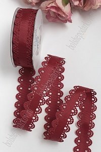 Лента репсовая с ажурными краями, 2 см (SF-3453) бордовый №37