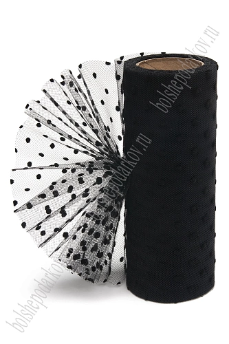 Фатин в горошек 15 см*10 ярд (SF-2941) черный