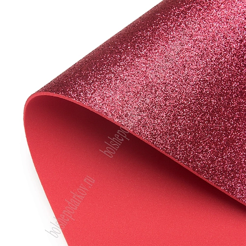 Фоамиран глиттерный А4, 2 мм Premium (10 листов) SF-1955, алый №001А