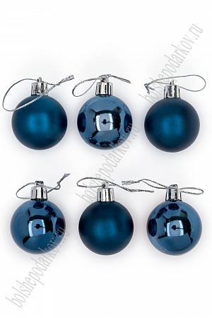 Набор новогодних шаров 4 см (6 шт) SF-7334, темно-синий №9