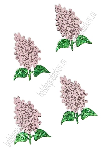 Лазерная вырубка из кожзама &quot;Сирень&quot; 4*5 см (10 шт) №21, несклеенная