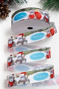 Лента репсовая 2,5 см с рисунком &quot;Мишки&quot; SF-3892