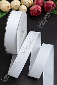 Лента репсовая 4 см*100 ярд &quot;1 сорт&quot; (SF-5928) белый №01) УЦЕНКА