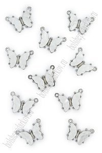 Подвеска-коннектор металл &quot;Бабочка&quot; (10 шт) SF-7343, белый