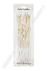 Свечи праздничные (12 шт) SF-7830, белый/золото