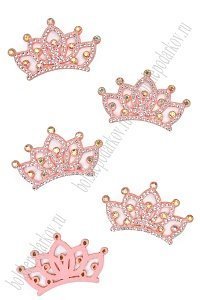 Патчи из фетра со стразами &quot;Корона&quot; 5,5*3,5 см (10 шт) SF-7699, светло-розовый №14