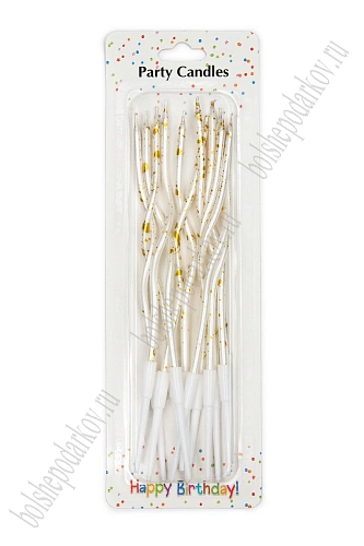 Свечи праздничные (12 шт) SF-7830, белый/золото