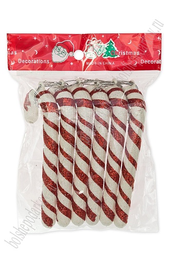 Новогодние украшения 12 см (6 шт) &amp;quot;Леденец&amp;quot; SF-1692, красный