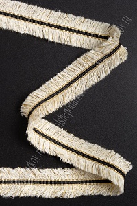 Тесьма отделочная 3 см*5 ярд "Бахрома с люрексом" (SF-2461) бежевый