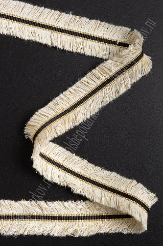 Тесьма отделочная 3 см*5 ярд &amp;quot;Бахрома с люрексом&amp;quot; (SF-2461) бежевый