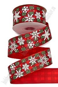 Лента репсовая 4 см*20 ярд &quot;Новогодняя&quot; SF-7332, №1
