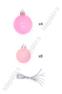 Набор новогодних шаров микс (12 шт) SF-8001, розовый №1