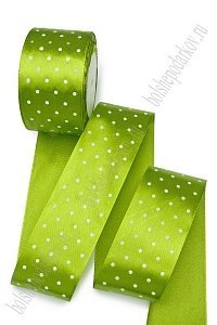 Лента атласная в горошек 5 см*25 ярд (SF-1784) фисташковый №1
