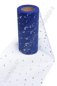 Фатин с пайетками &quot;Горох&quot; 15 см*25 ярд (SF-2939) синий №24