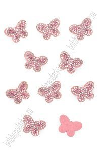 Патчи из фетра со стразами &quot;Бабочка&quot; 2,9*2,2 см (15 шт) SF-7699, розовый