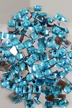 Стразы граненые 14 мм, квадратные (50 шт) SF-405, голубой