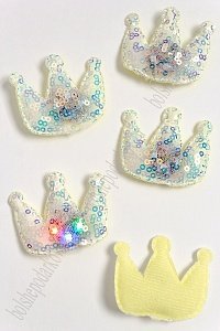 Патч с пайетками &quot;Корона&quot; 5,3*4,3 см (5 шт) SF-3165, лимонный УЦЕНКА