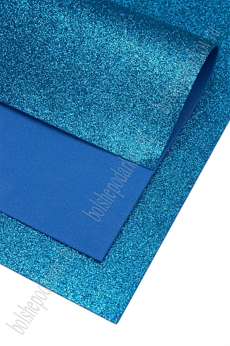 Фоамиран глиттерный А4, 2 мм Premium (10 листов) SF-1955, синий №021А