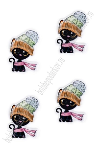 Кабошон-вырубка &quot;Котёнок черный&quot; 2,5*3,7 см (10 шт) SF-5787