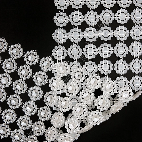 Тесьма-обманка полужемчуг &amp;quot;Ромашка&amp;quot; 6 рядов (10 ярд) SF-1414, белый