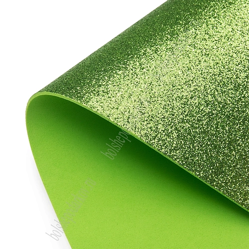 Фоамиран глиттерный А4, 2 мм Premium (10 листов) SF-1955, фисташковый №010