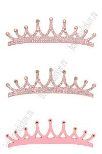 Патчи из фетра со стразами &quot;Корона&quot; 11*3,2 см (5 шт) SF-7699, светло-розовый №8