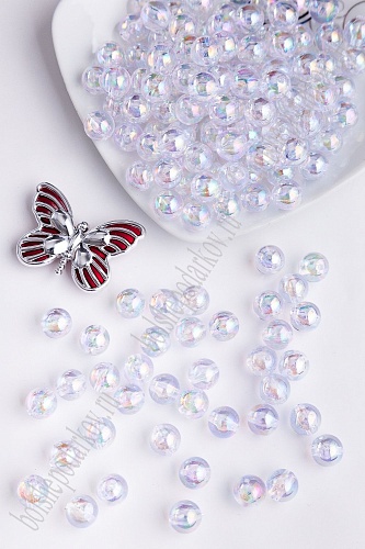 Бусинки радужные 10 мм*50 гр (SF-3347) белый