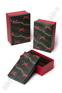 Коробки новогодние прямоугольные 3 в 1, 23*16*10 см, (SF-7820), красный/зеленый №5