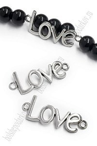 Коннектор 40*15 мм &quot;Love&quot; (5 шт) SF-7749, серебро