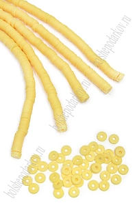 Бусины плоские 6 мм на леске 40 см (5 шт) SF-7285,  желтый