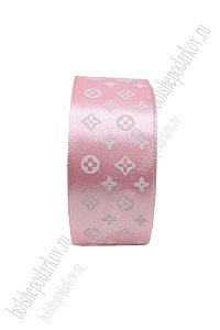 Лента атласная с рисунком 4 см (SF-172/Л) розовый