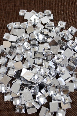 Стразы граненые 14 мм, квадратные (50 шт) SF-405, серебро