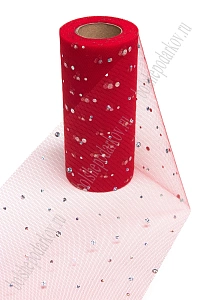 Фатин с пайетками &quot;Горох&quot; 15 см*25 ярд (SF-2939) красный №37