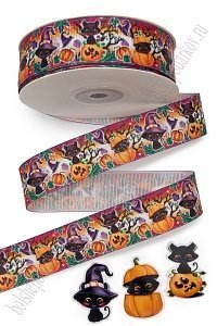 Лента репсовая 2,5 см*25 ярд с рисунком &quot;Хэллоуин&quot; SF-6131, №1