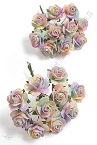 Тайские бумажные цветочки 2 см на веточке &quot;Розочка&quot; (20 шт) R3/Unicorn, мультиколор