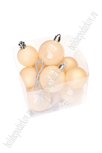 Набор новогодних шаров микс (12 шт) SF-8001, персиковый №2