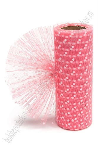 Фатин в горошек 15 см*10 ярд (SF-2941) коралловый №43