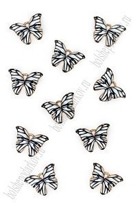 Подвеска металл "Бабочка №1" (10 шт) SF-7343, белый/черный