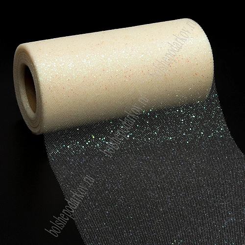 Фатин с блестками 15 см*25 ярд (SF-604) бежевый №7