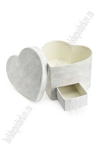 Коробка сердечко, бархатная 20*20*15 см (SF-7436) белый